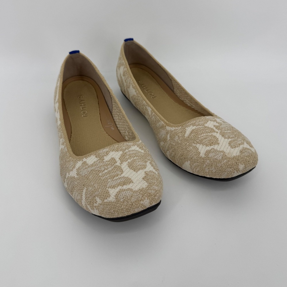 Rothy's Beige & Cream Jacquard Ballet Flats - Picture 2 of 11